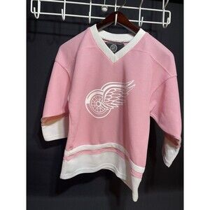 Girls Red Wings Jersey Size Large 10/12 Pink And White K52